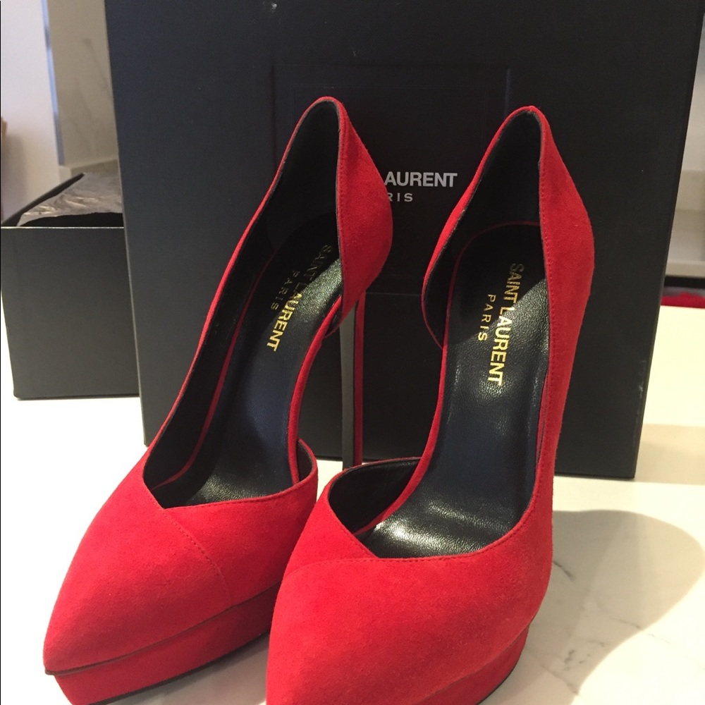 Saint Laurent Red Paris Cherry Janis D'orsay Heels